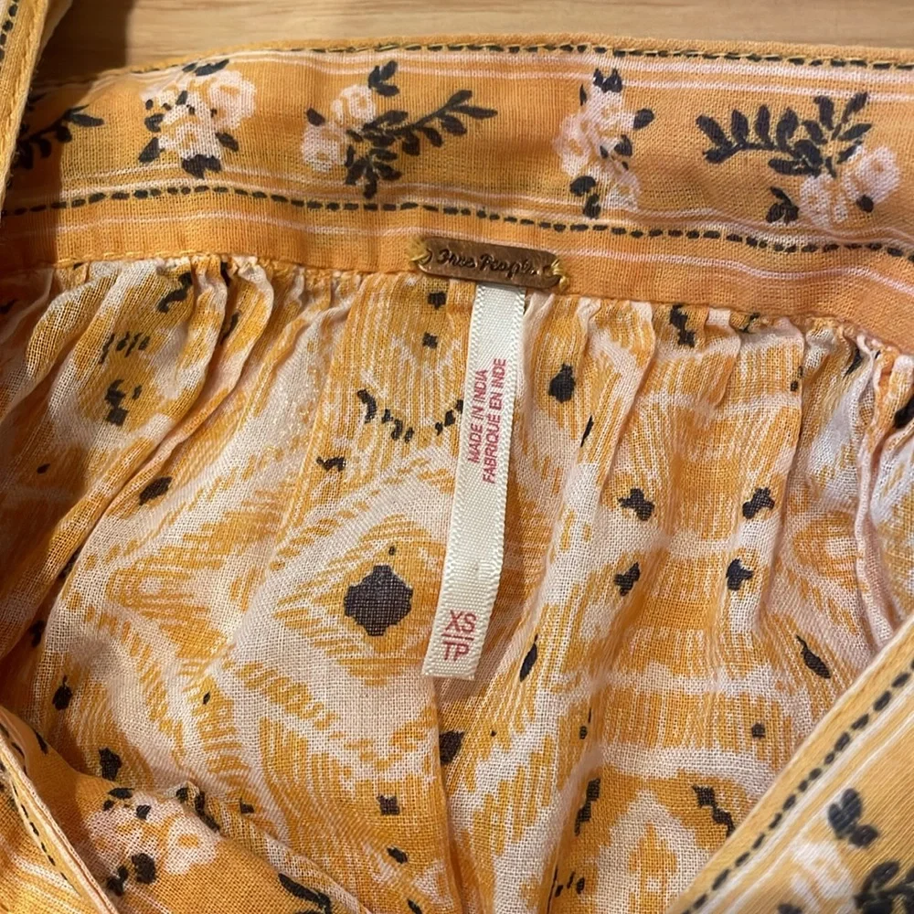 Free people blouse yellow mustard sheer xs square neck - Picture 6 of 7